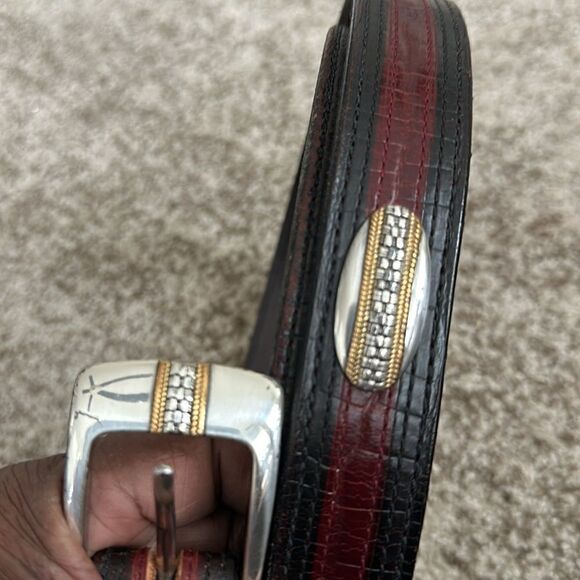 Mens Two-tone Leather Belt 52” tip to tip XXL - Picture 3 of 8